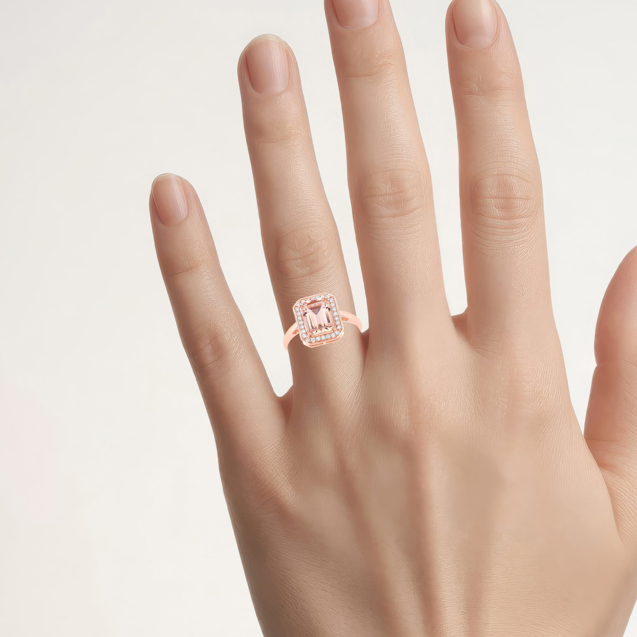 Morganite Ring With Diamonds 1.94 Carats 14K Rose Gold