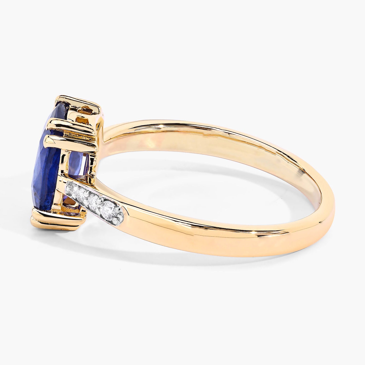 Blue Sapphire Ring With Diamonds 2.29 Carats 18K Yellow Gold