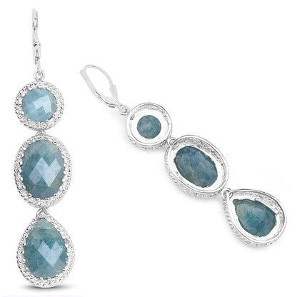 Aquamarine Earrings 23.9 Carats Sterling Silver
