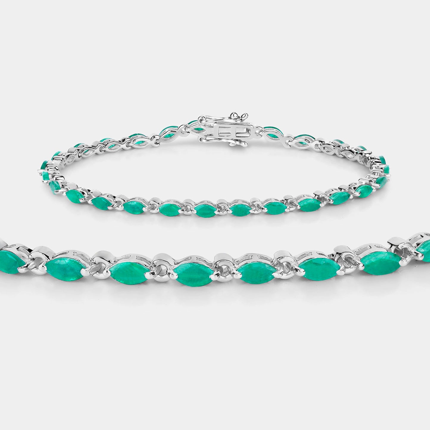 Zambian Emerald Link Bracelet 3.23 Carats Sterling Silver