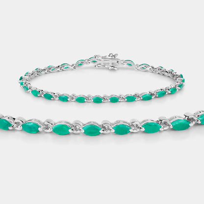 Zambian Emerald Link Bracelet 3.23 Carats Sterling Silver