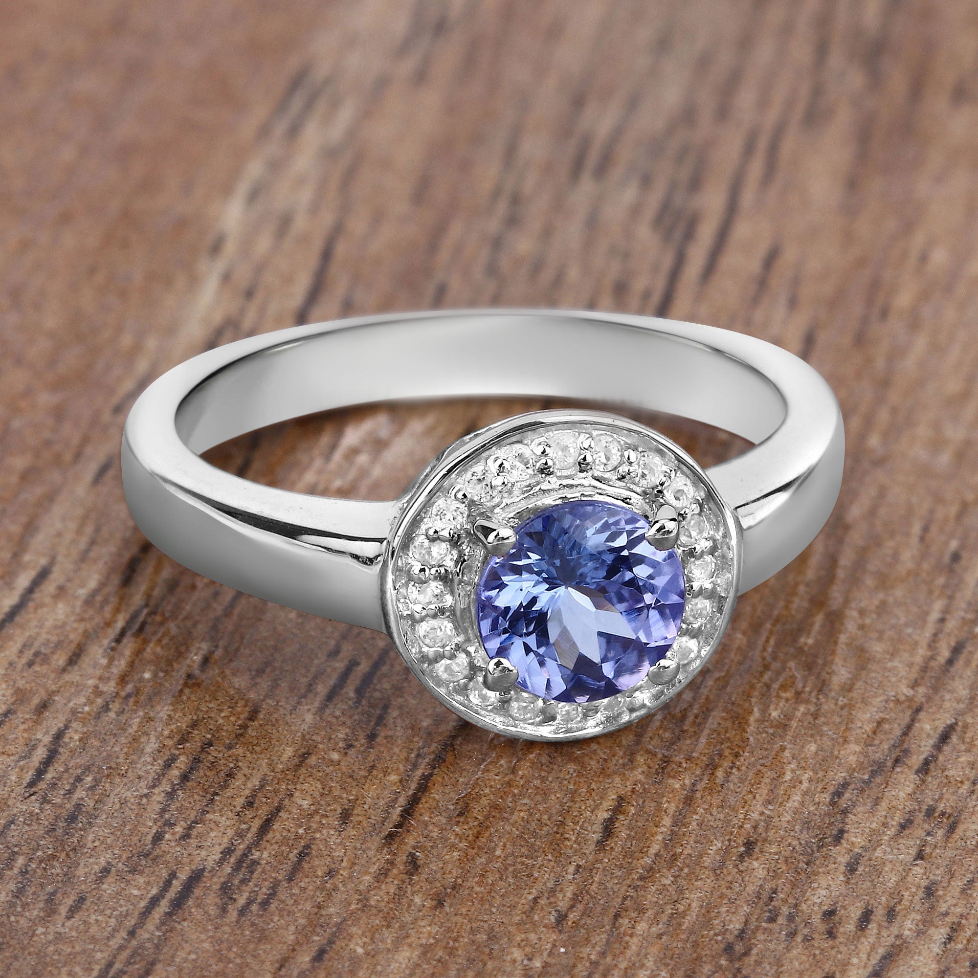 Tanzanite Ring With White Topaz 1.02 Carats Sterling Silver