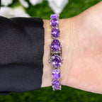 Pink Amethyst Tennis Bracelet 30 Carats Rhodium Plated Sterling Silver