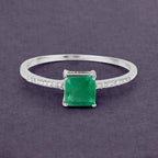 Zambian Emerald Ring With Diamonds 0.6 Carats 14K White Gold