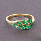 Zambian Emerald Ring With Diamonds 0.62 Carats 14K Yellow Gold