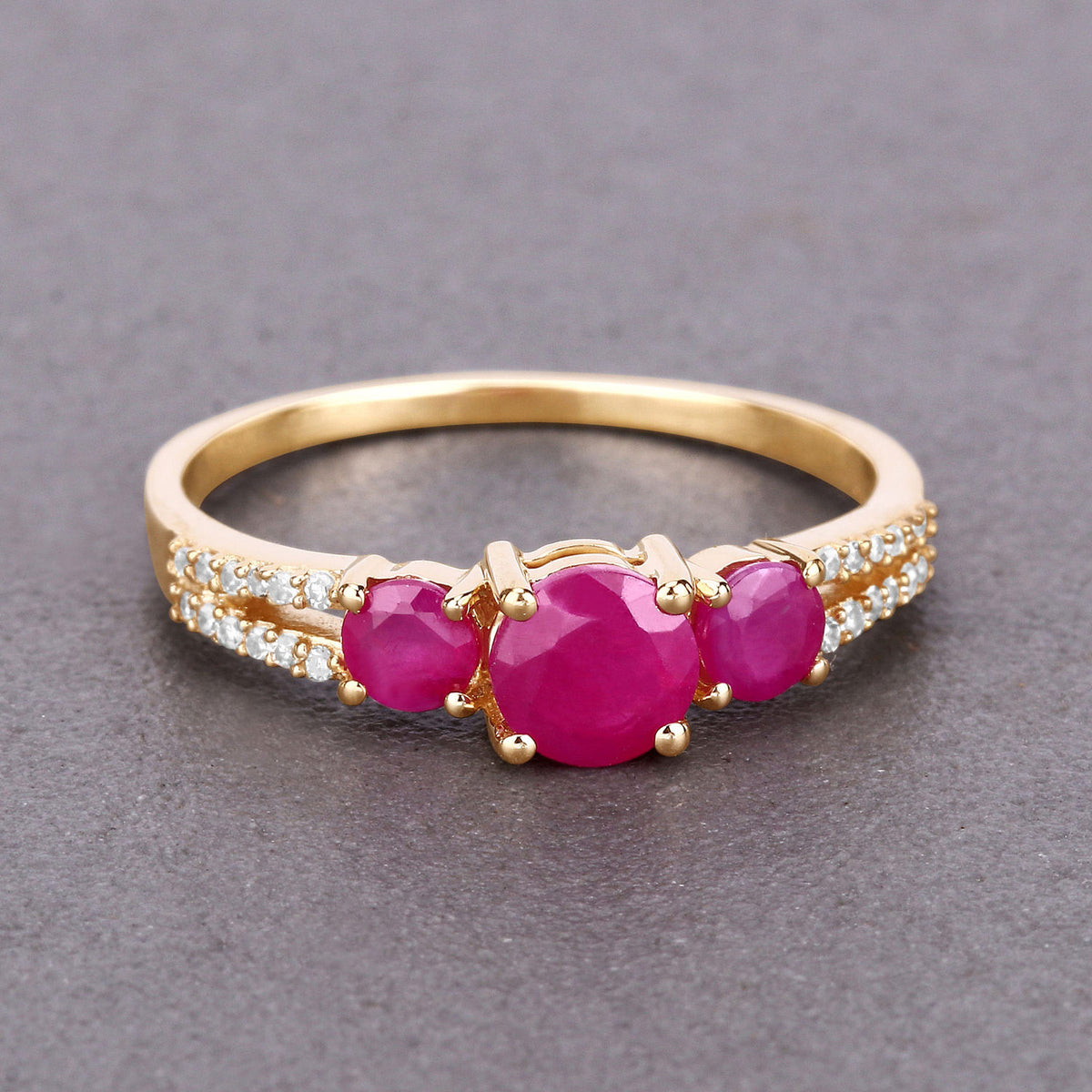 Ruby Ring With Diamonds 0.98 Carats 14K Yellow Gold