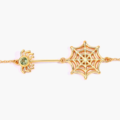 Peridot Spider Bracelet 0.08 Carats Gold Plated Silver