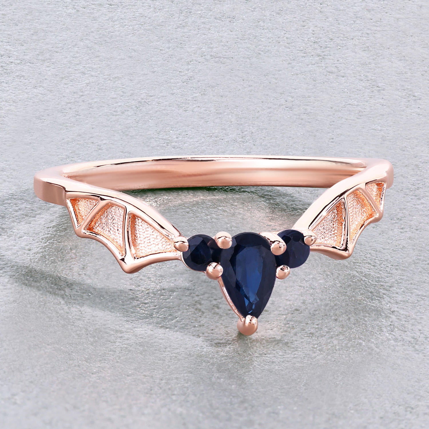 Blue Sapphire Ring 0.26 Carats Gold Plated Silver