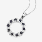 Blue Sapphire Pendant With White Topaz 1.26 Carats Sterling Silver
