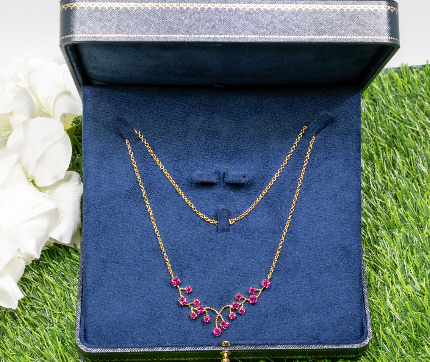 Pink Topaz Necklace 7.9 Carats 18K Yellow Gold Plated Sterling Silver