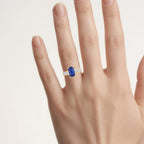 Blue Sapphire Ring With Diamonds 3.1 Carats 18K Yellow Gold