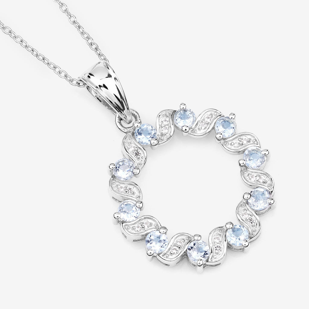 Aquamarine Pendant With White Topaz 1.06 Carats Sterling Silver