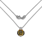 Citrine Pendant With Multicolor Diamonds 2.84 Carats Sterling Silver