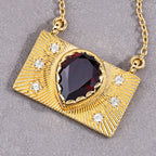 Garnet Purse Necklace With White Topaz 1.9 Carats Gold Plated Silver