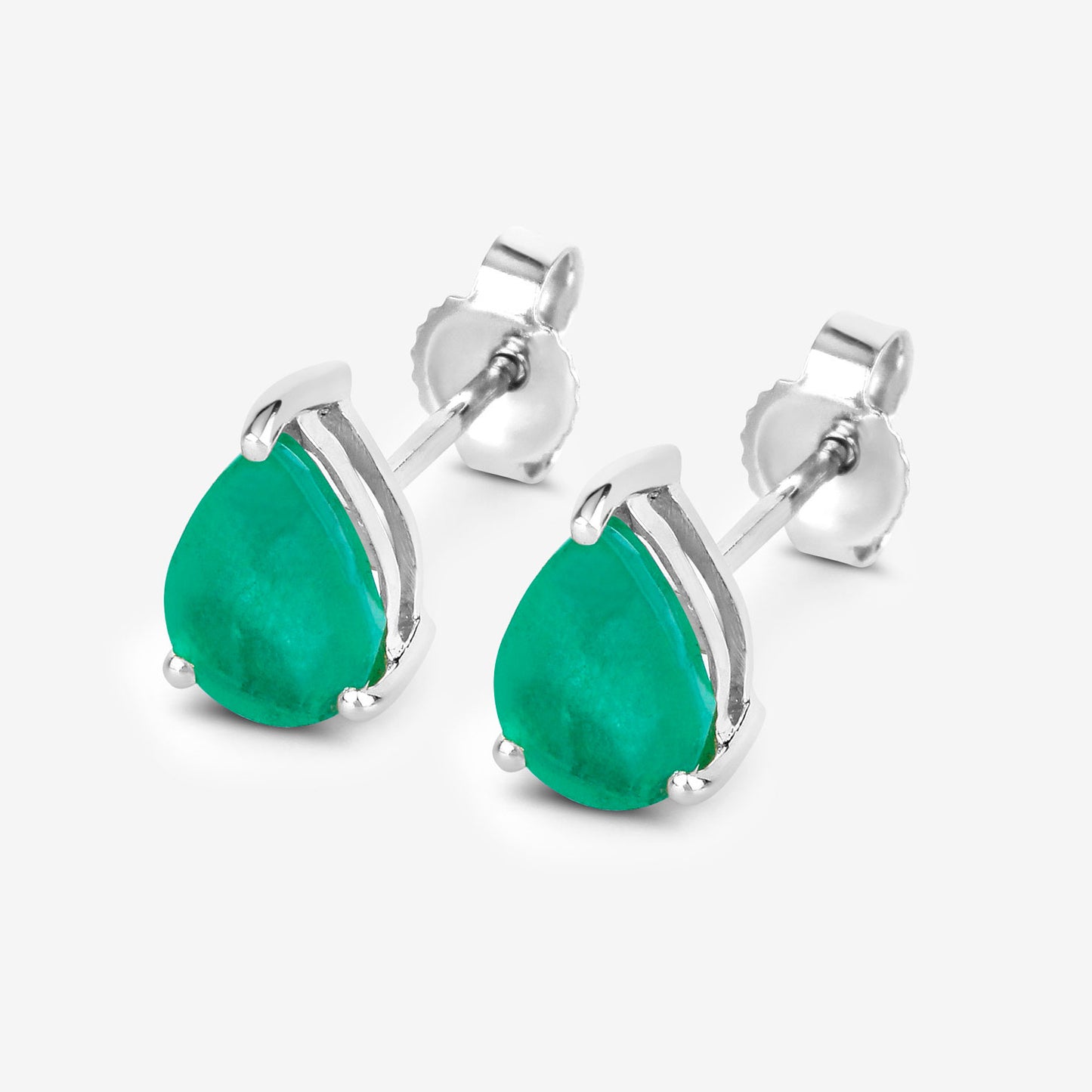 Zambian Emerald Stud Earrings 1.29 Carats 10K White Gold