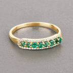 Zambian Emerald Ring With Diamonds 0.32 Carats 14K Yellow Gold