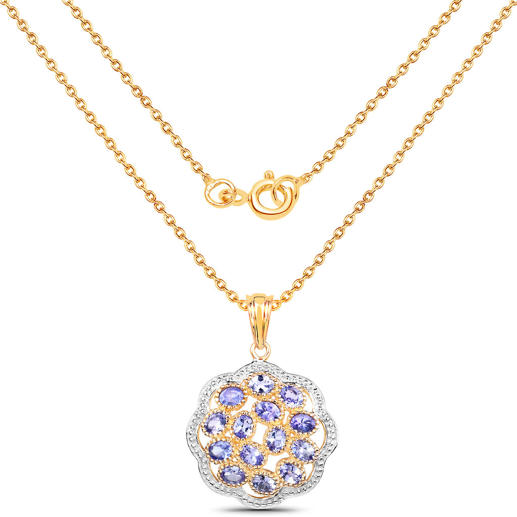 Tanzanite Pendant 2.36 Carats Gold Plated Silver