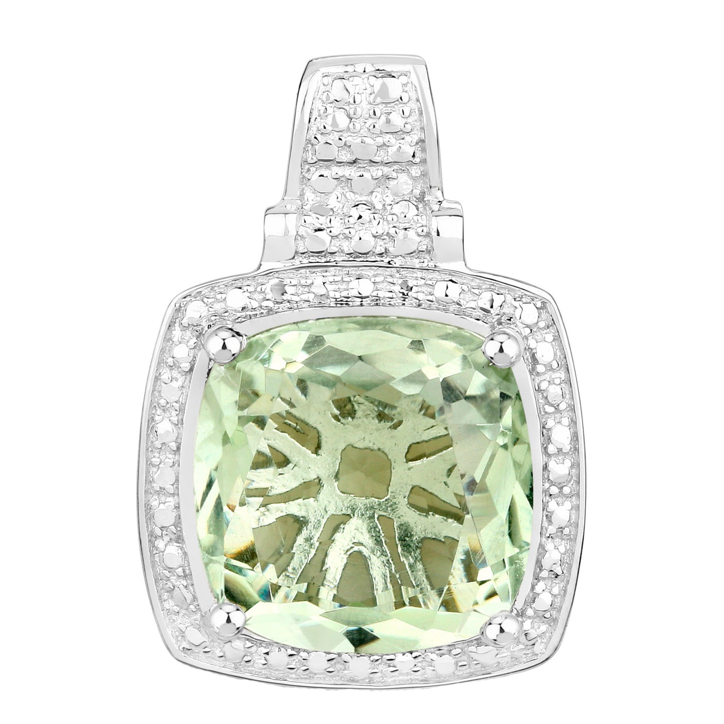 Green Amethyst Pendant 5.48 Carats Sterling Silver