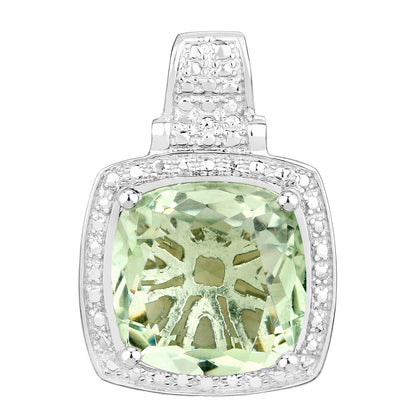 Green Amethyst Pendant 5.48 Carats Sterling Silver