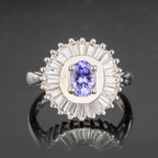 Natural Tanzanite Ring With White Topaz 2.19 Carats Sterling Silver