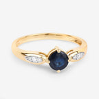 Blue Sapphire Ring With Diamonds 0.86 Carats 10K Yellow Gold