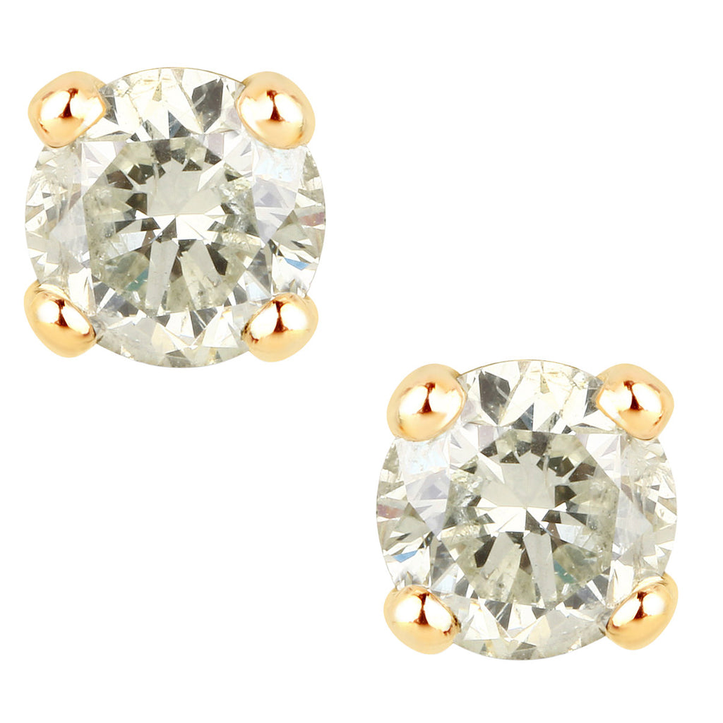 Diamond Stud Earrings 0.84 Carats 14K Yellow Gold