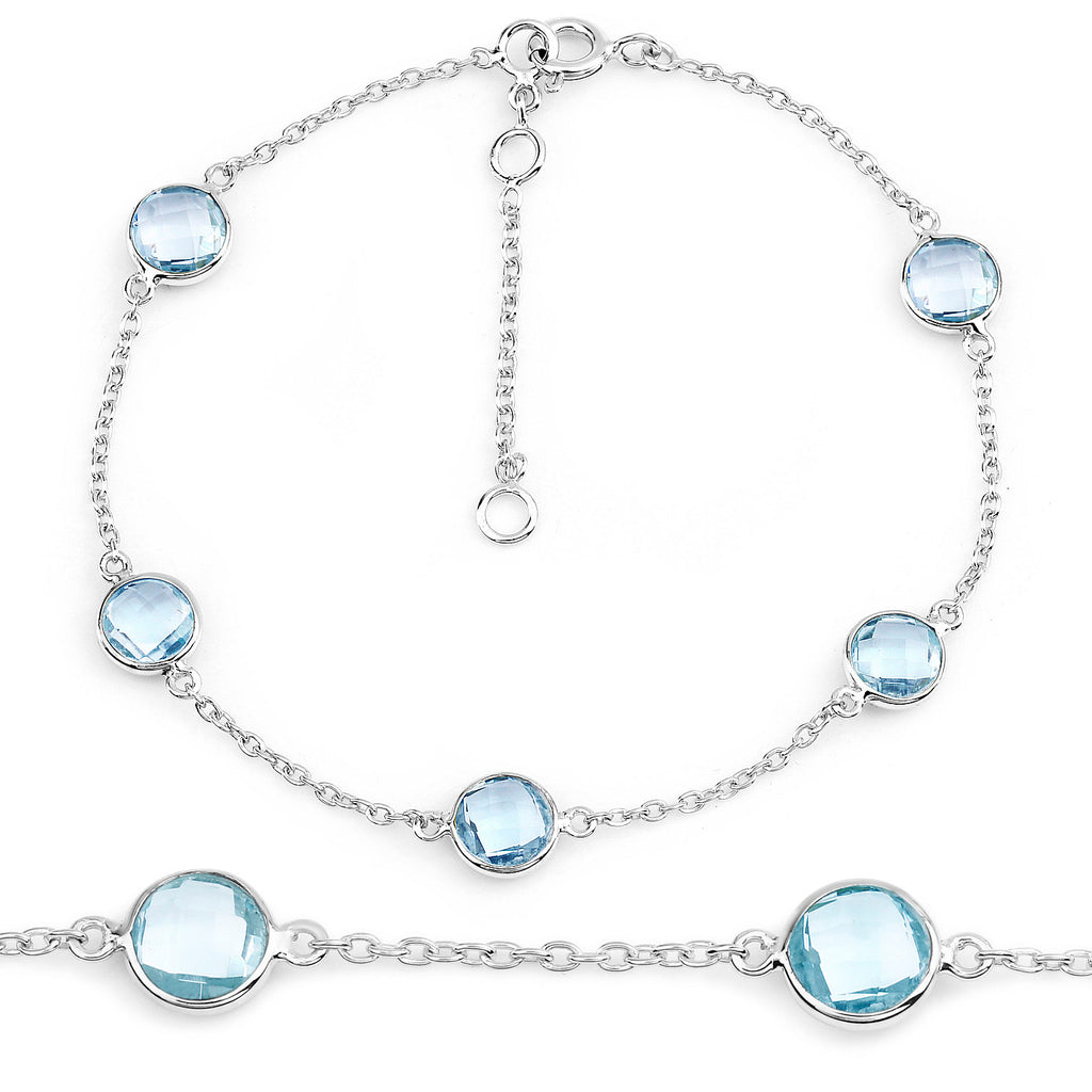 Blue Topaz Bracelet 4.98 Carats Sterling Silver