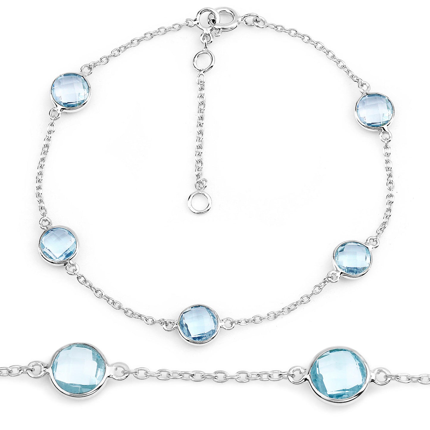 Blue Topaz Bracelet 4.98 Carats Sterling Silver