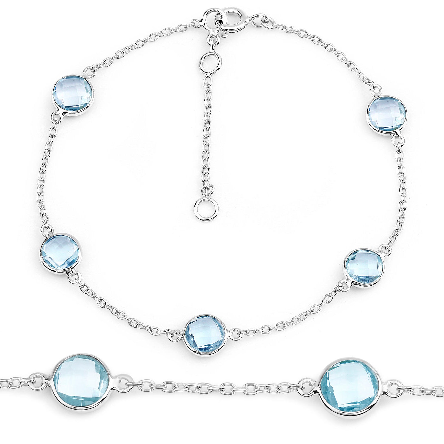 Blue Topaz Bracelet 4.98 Carats Sterling Silver