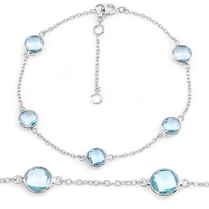 Blue Topaz Bracelet 4.98 Carats Sterling Silver