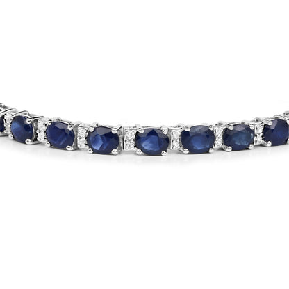 Blue Sapphire Bracelet With White Topaz 8.38 Carats Sterling Silver