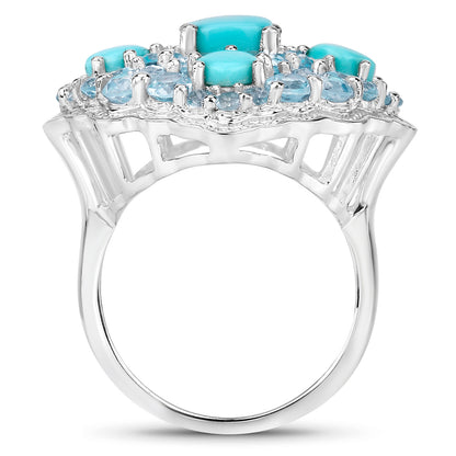 Blue Cocktail Ring Turquoise Blue Topaz 6.2 Carats