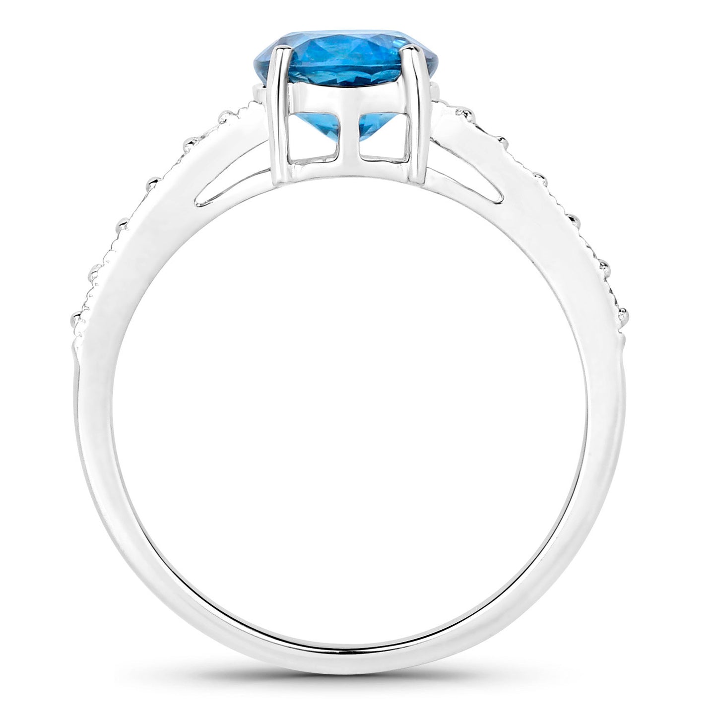 Blue Sapphire Ring With Diamonds 1.90 Carats 14K White Gold