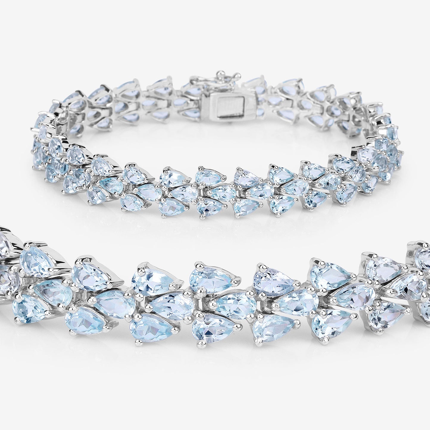Aquamarine Tennis Bracelet 14.1 Carats Sterling Silver