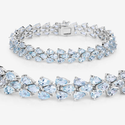 Aquamarine Tennis Bracelet 14.1 Carats Sterling Silver