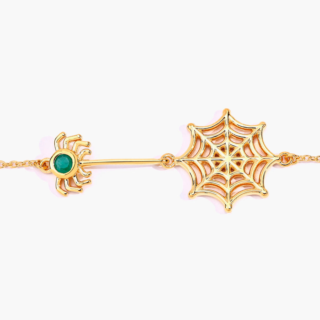 Emerald Spider Bracelet 0.08 Carats Gold Plated Silver