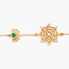 Emerald Spider Bracelet 0.08 Carats Gold Plated Silver