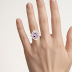 Amethyst Ring With Tanzanite 3.4 Carats Gold Plated Silver