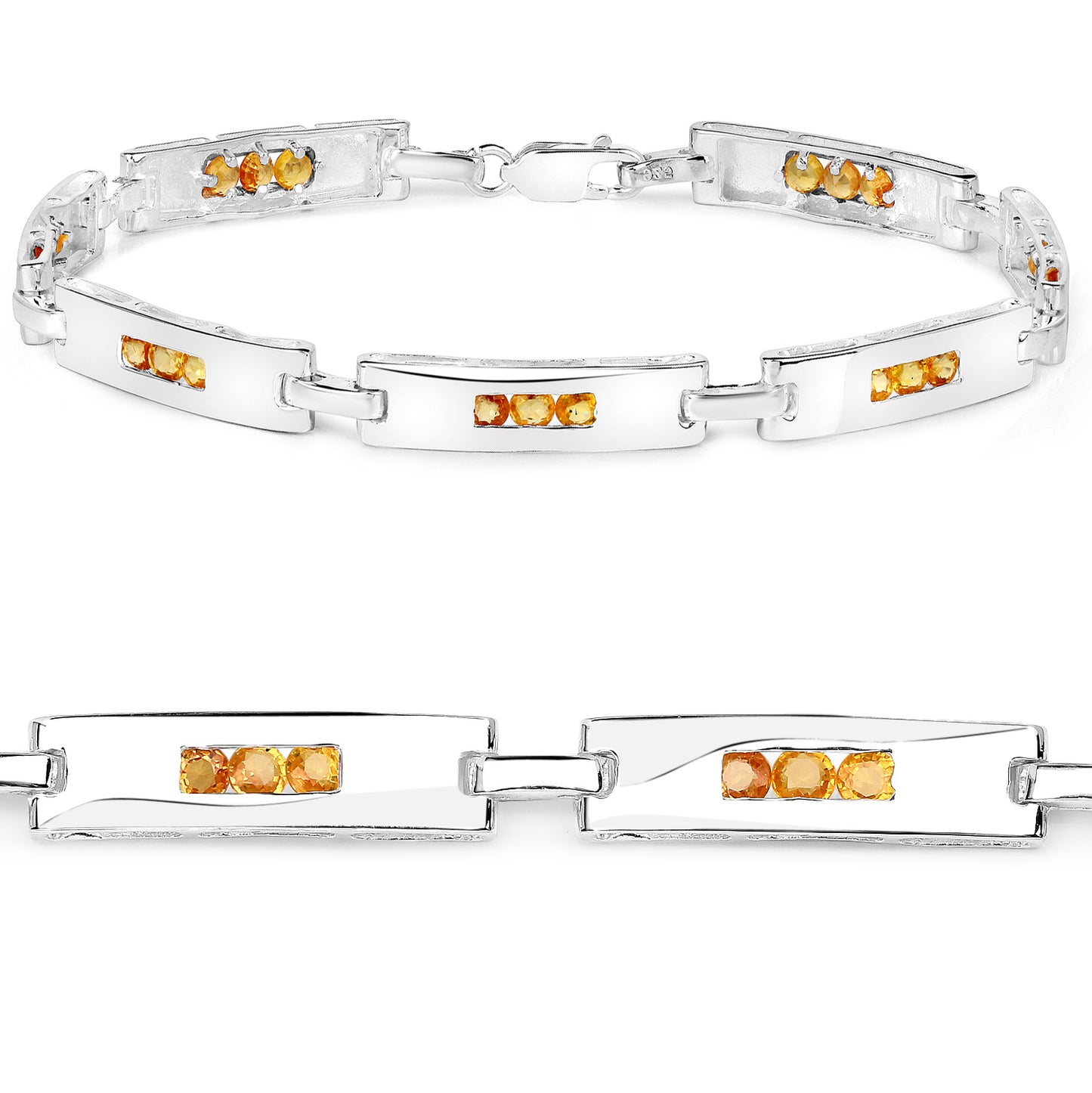 Yellow Sapphire Tennis Bracelet 2.5 Carats Sterling Silver