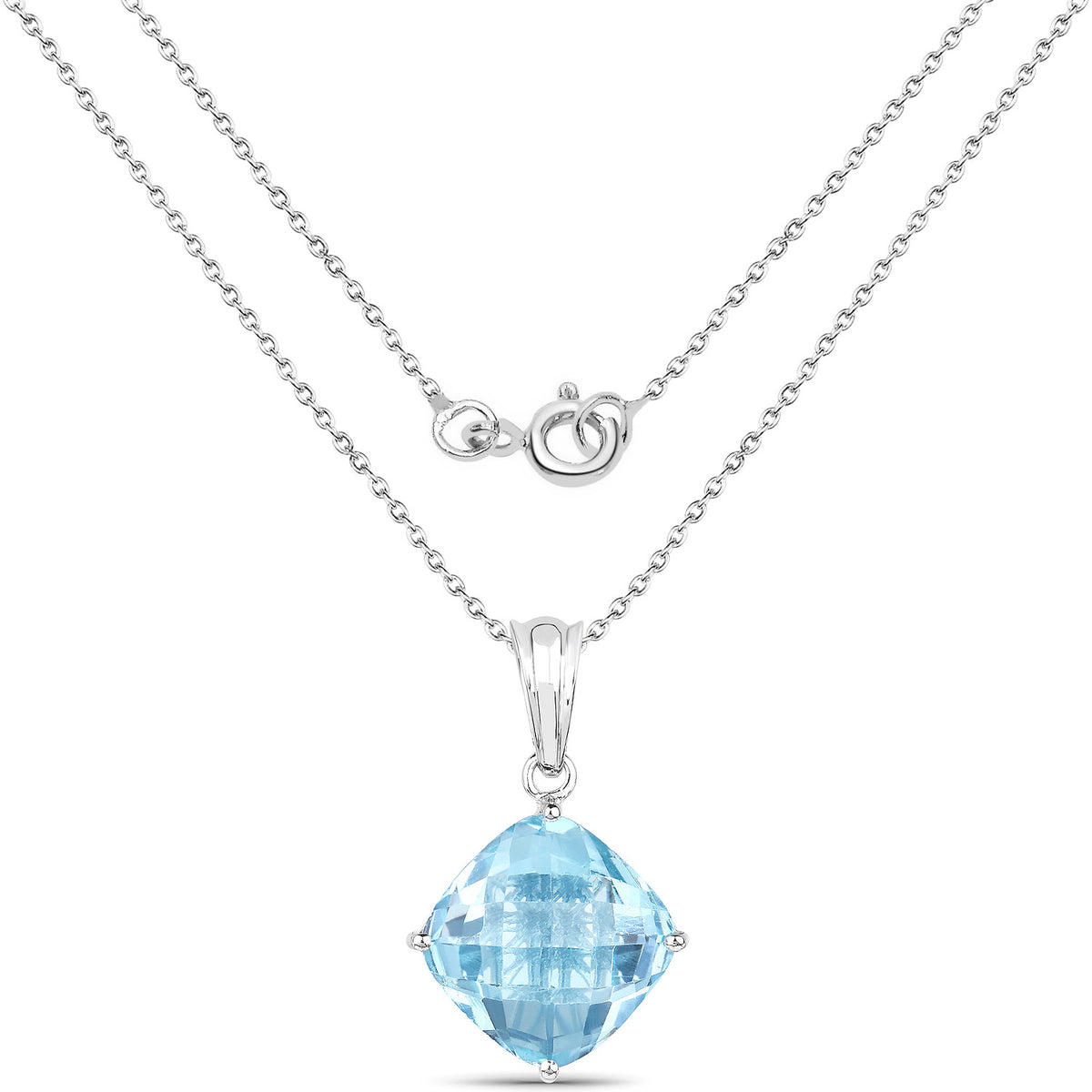Blue Topaz Pendant 11 Carats Sterling Silver