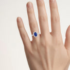 Blue Sapphire Ring With Diamonds 2.24 Carats 18K White Gold