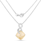 Golden Rutile Pendant With Diamonds 8.79 Carats Sterling Silver