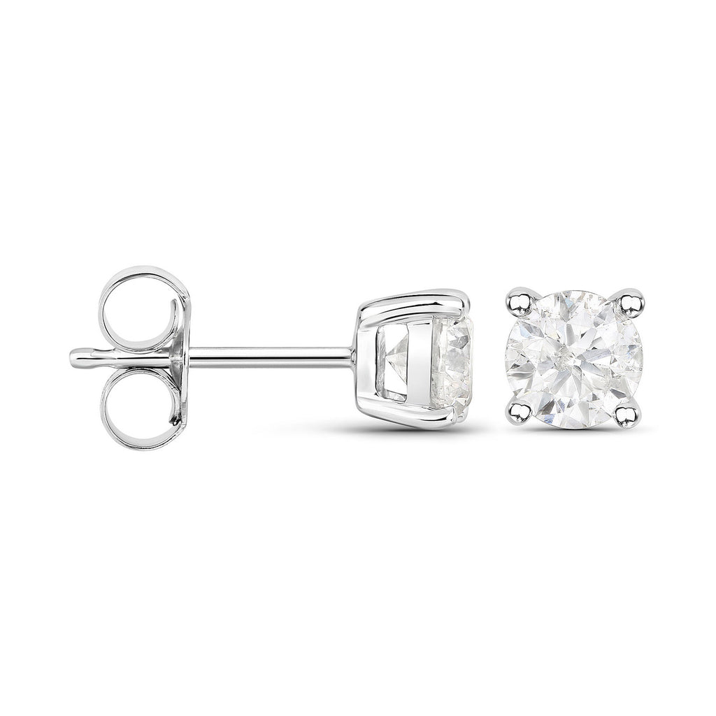 Diamond Stud Earrings 1 Carats 14K White Gold
