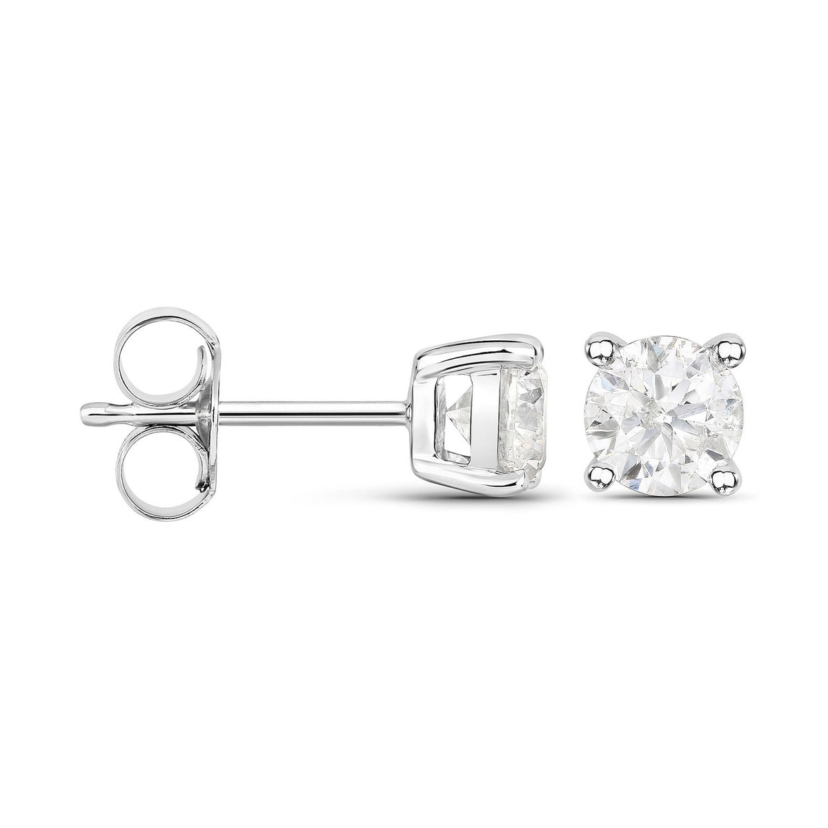 Diamond Stud Earrings 1 Carats 14K White Gold