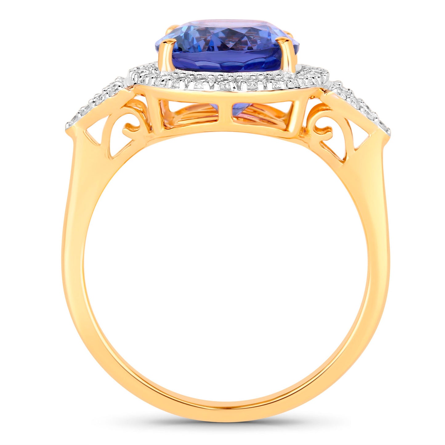 Tanzanite Ring Diamonds 4.12 Carats 14K Yellow Gold