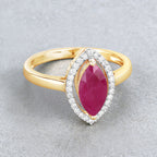 Ruby Ring With Diamonds 1.5 Carats 10K Yellow Gold