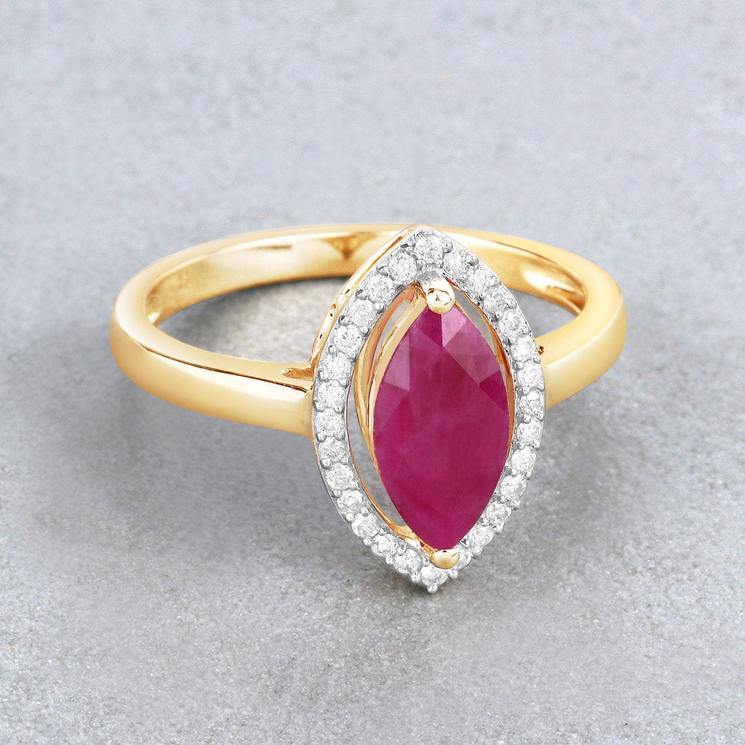 Ruby Ring With Diamonds 1.5 Carats 10K Yellow Gold