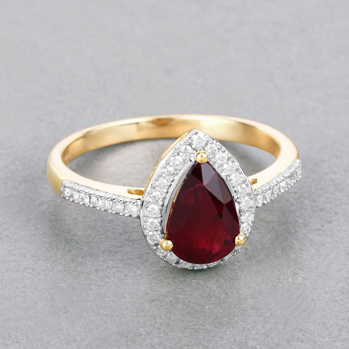 Ruby Ring With Diamonds 1.22 Carats 14K Yellow Gold