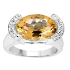 Citrine Ring With Diamonds 4.52 Carats Sterling Silver