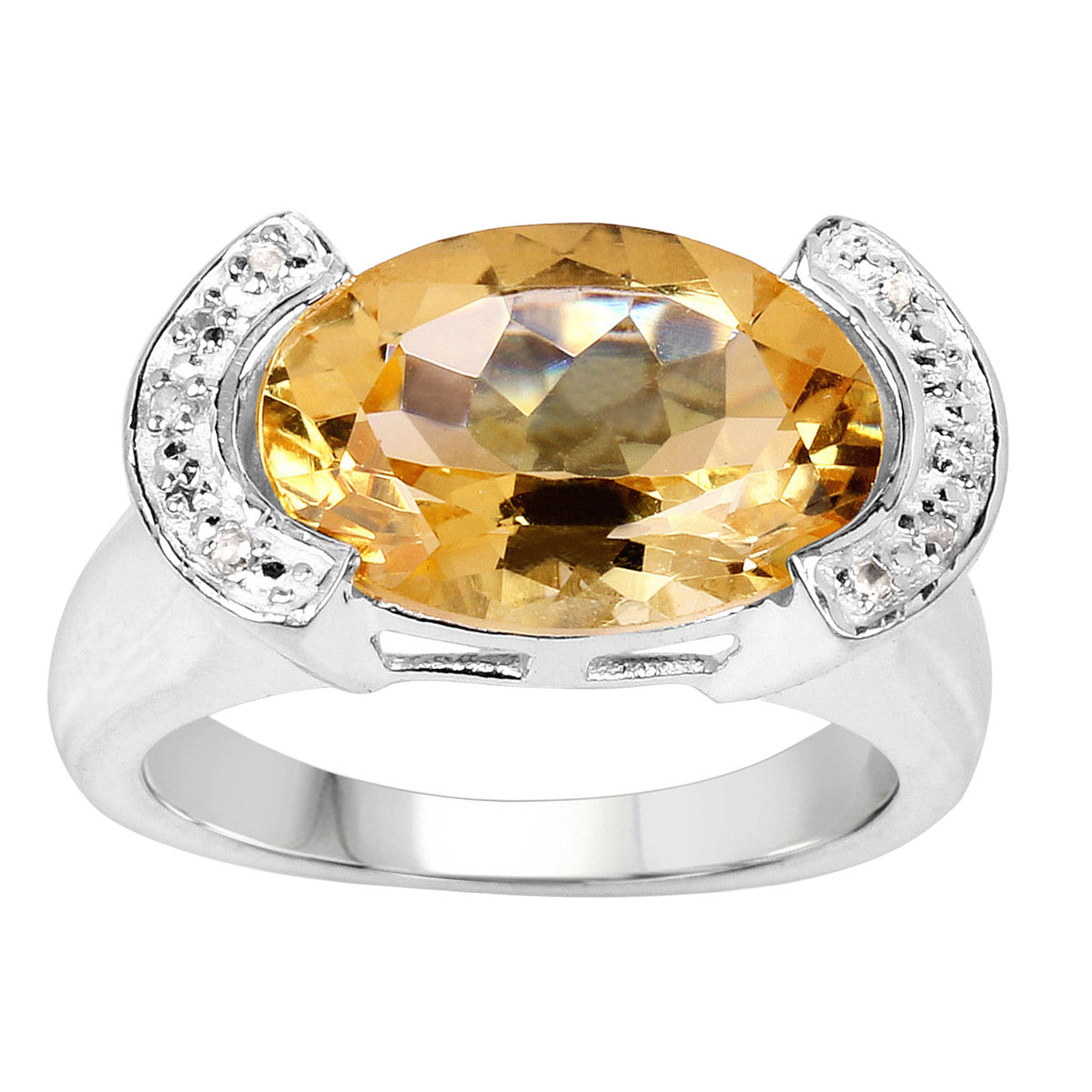 Citrine Ring With Diamonds 4.52 Carats Sterling Silver